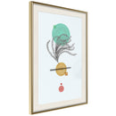 Poster - Geometric Installation with a Plant  - goud passepartout