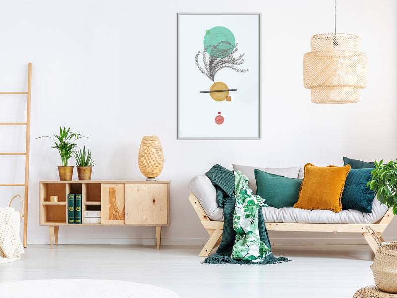 Poster - Geometric Installation with a Plant  - wit