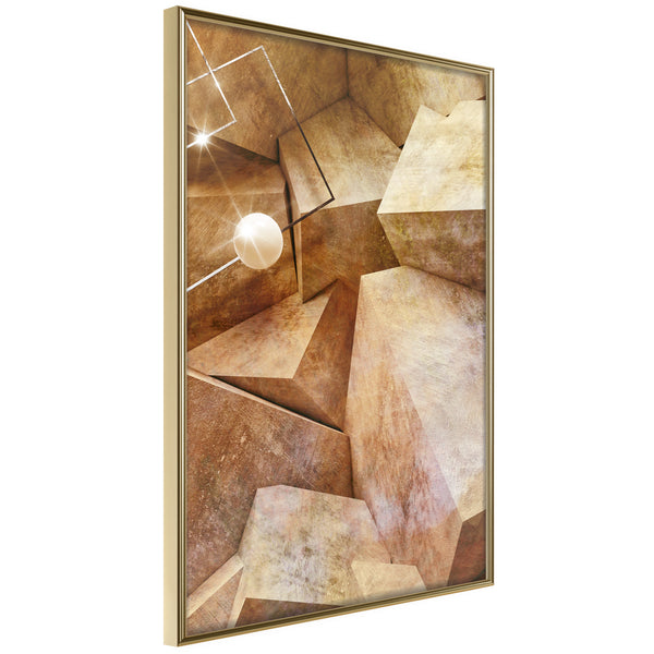 Poster - Cubic Rocks  - goud