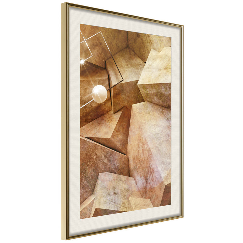 Poster - Cubic Rocks  - goud passepartout