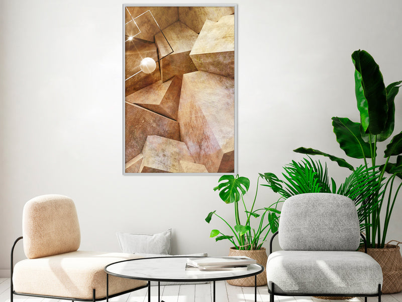 Poster - Cubic Rocks  - wit