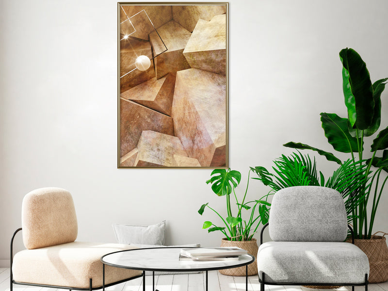 Poster - Cubic Rocks  - goud