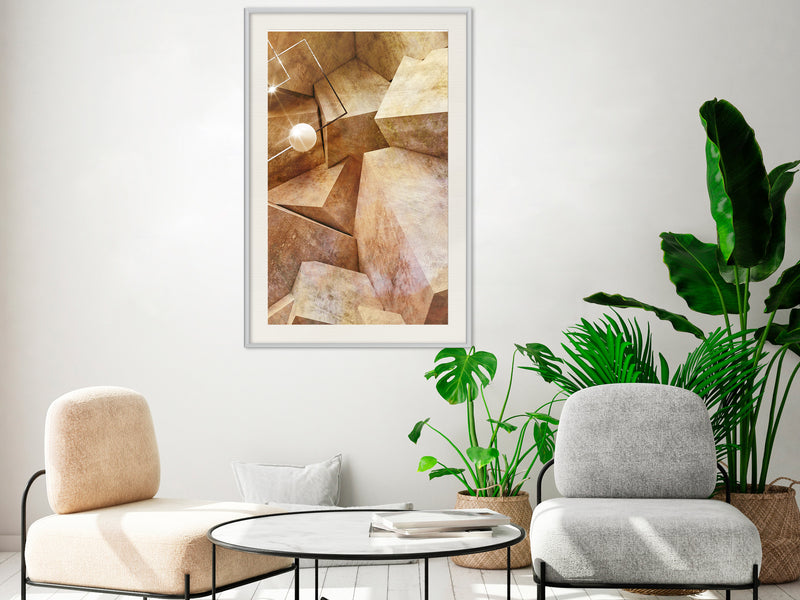 Poster - Cubic Rocks  - wit passepartout