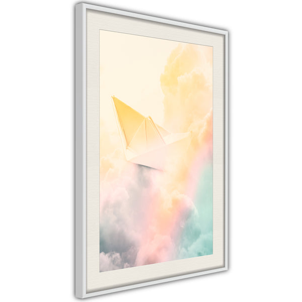 Poster - Paper Boat  - wit passepartout