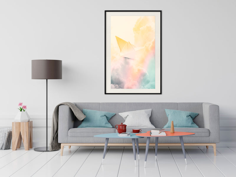 Poster - Paper Boat  - zwart passepartout