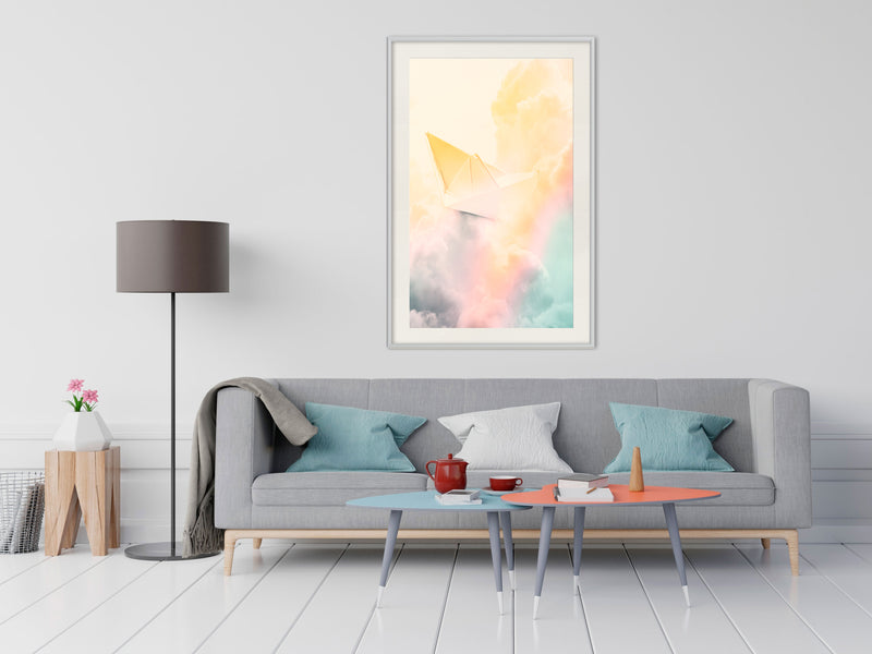 Poster - Paper Boat  - wit passepartout