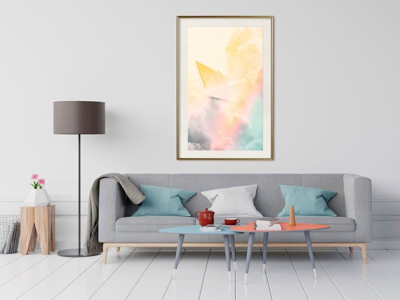 Poster - Paper Boat  - goud passepartout