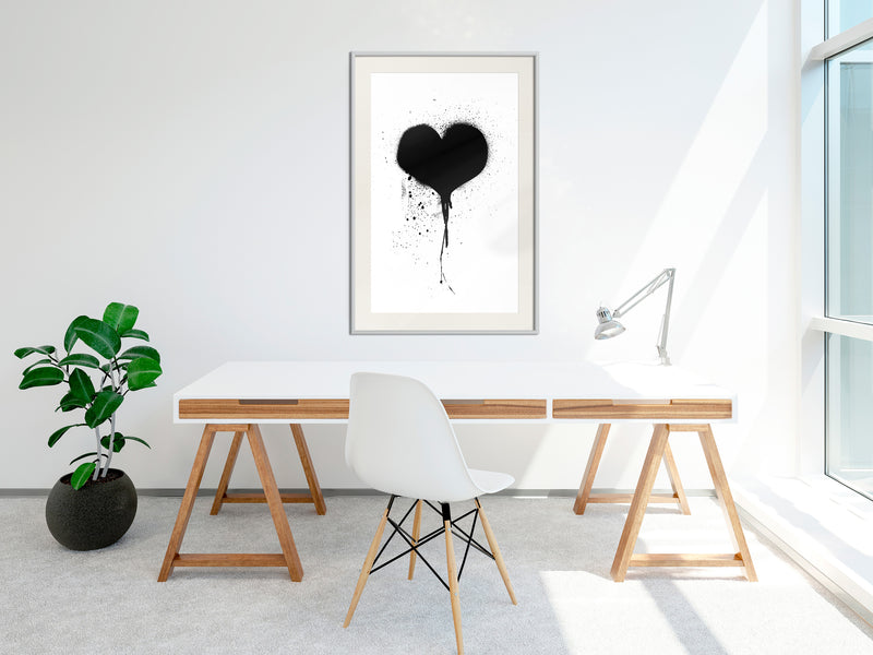 Poster - Graffiti Heart  - wit passepartout