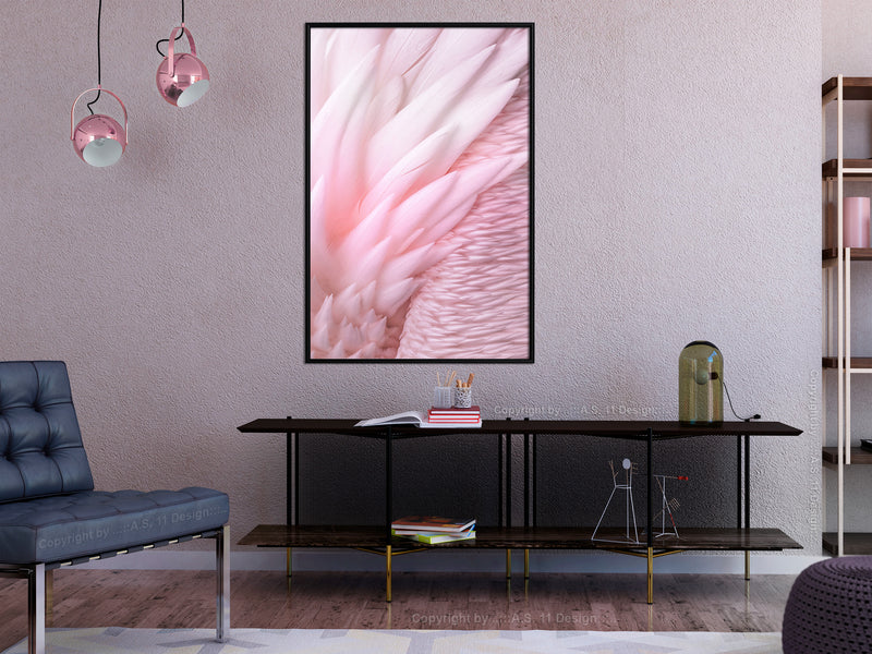 Poster - Pink Feathers  - zwart