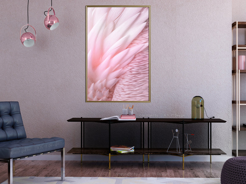 Poster - Pink Feathers  - goud