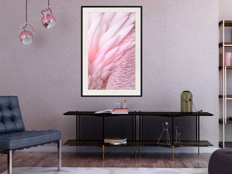 Poster - Pink Feathers  - zwart passepartout
