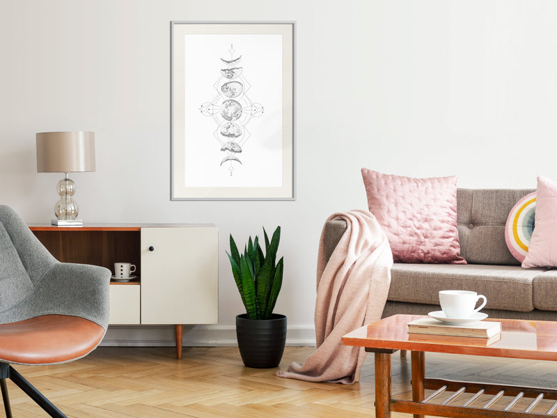 Poster - Silver Globe  - wit passepartout