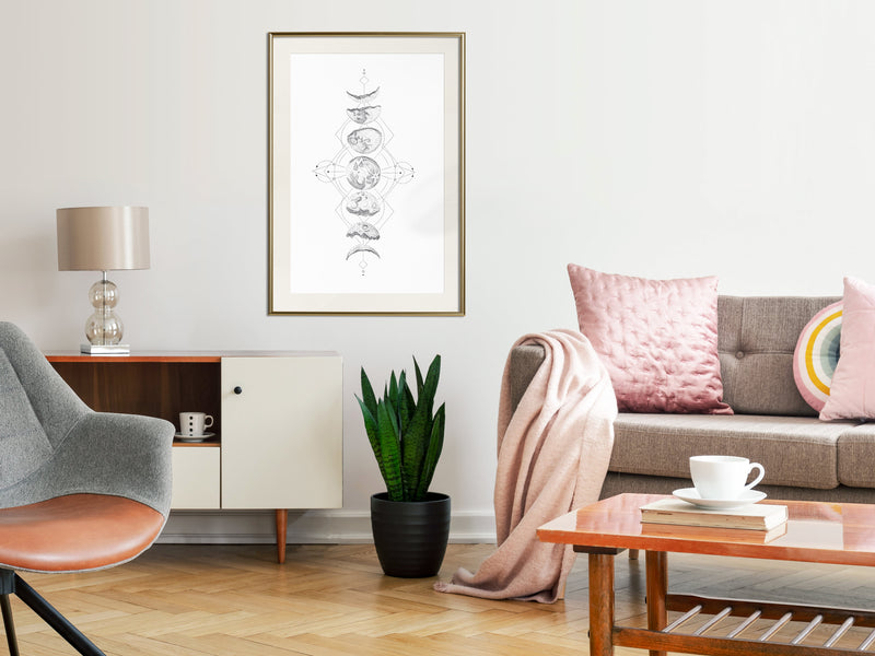 Poster - Silver Globe  - goud passepartout