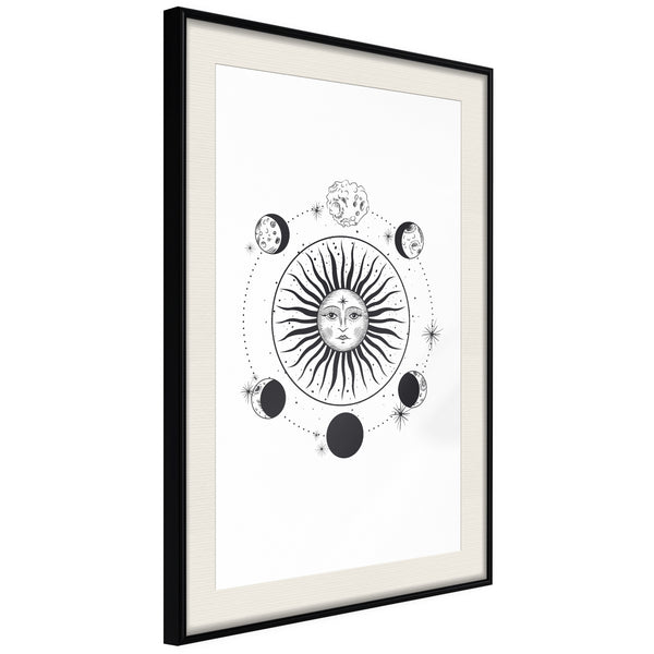 Poster - Sun and Moon  - zwart passepartout