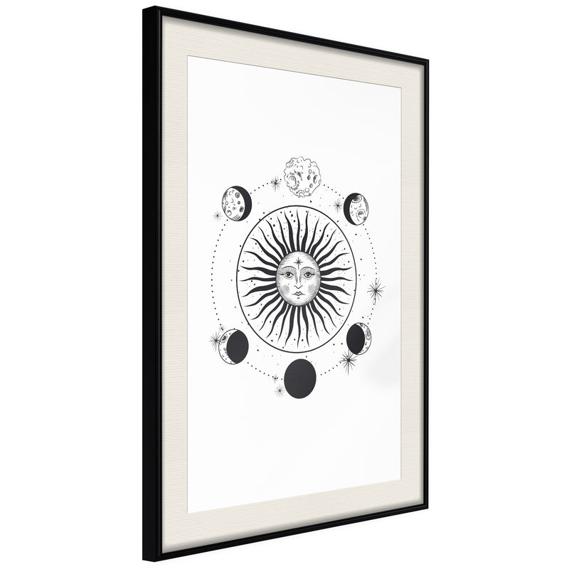 Poster - Sun and Moon  - zwart passepartout