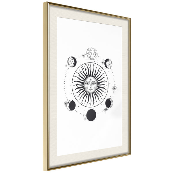 Poster - Sun and Moon  - goud passepartout
