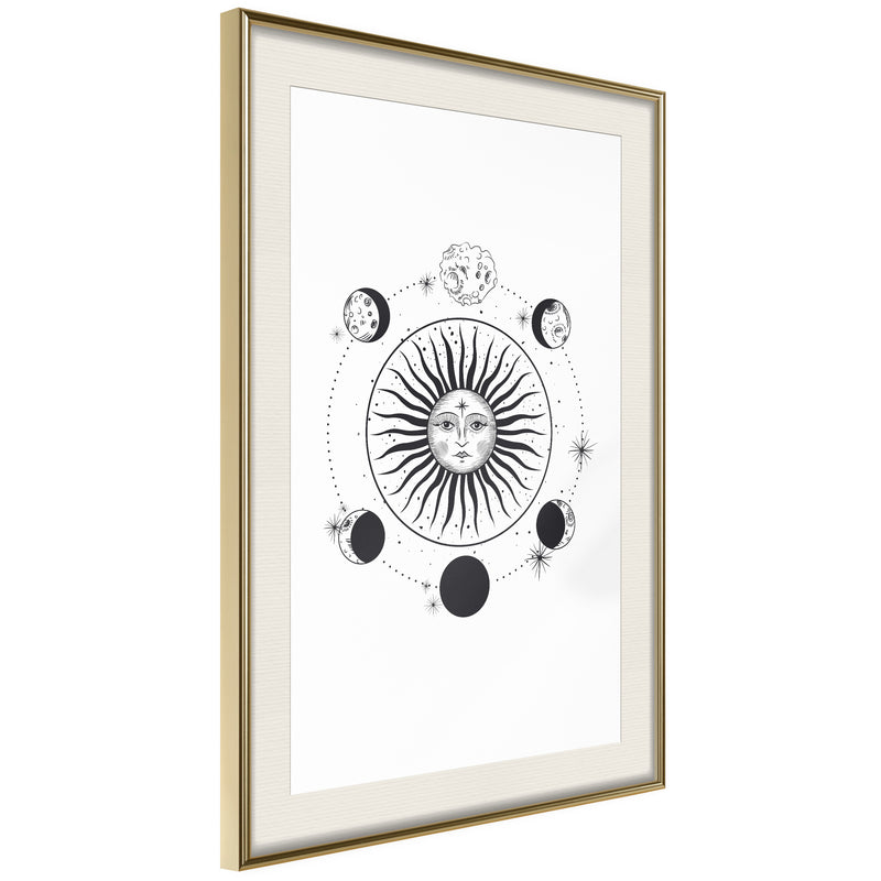 Poster - Sun and Moon  - goud passepartout
