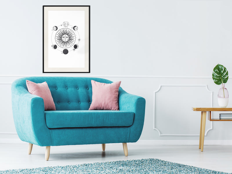 Poster - Sun and Moon  - zwart passepartout