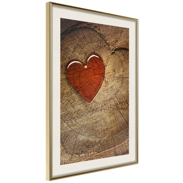 Poster - Carved Heart  - goud passepartout