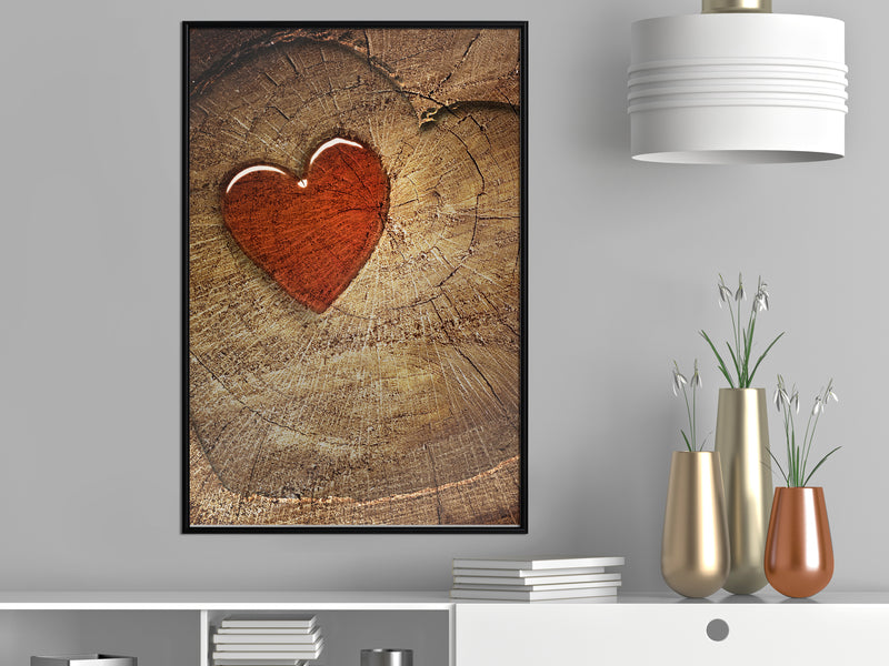 Poster - Carved Heart  - zwart