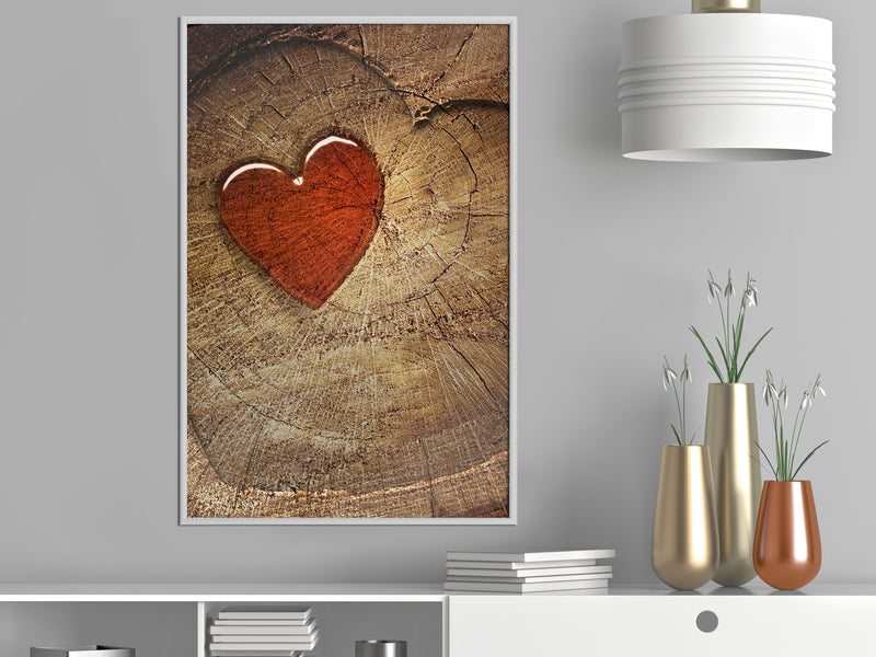 Poster - Carved Heart  - wit