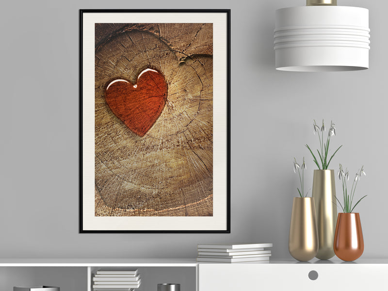 Poster - Carved Heart  - zwart passepartout