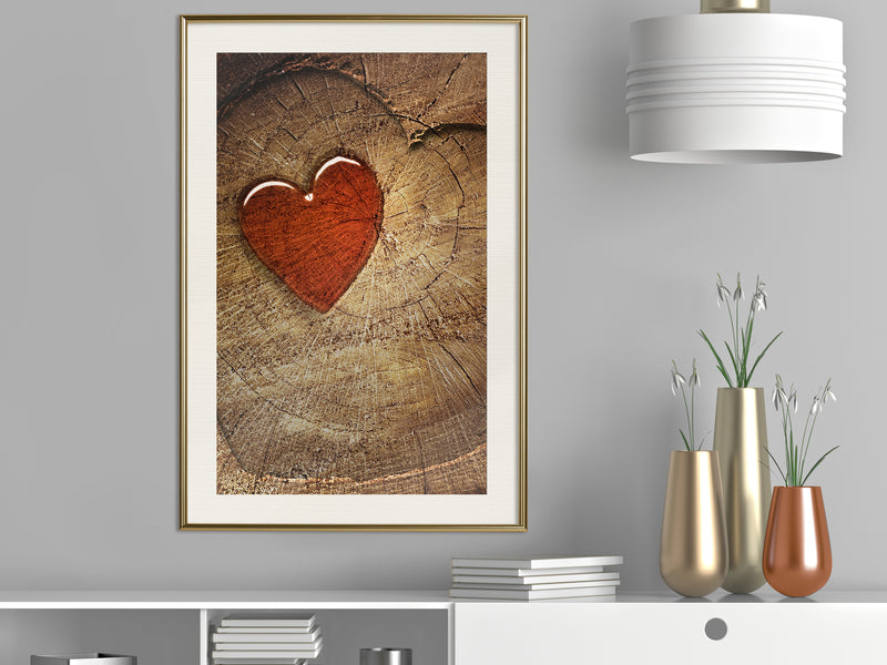 Poster - Carved Heart  - goud passepartout