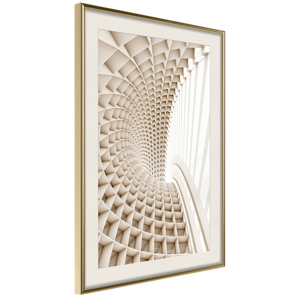 Poster - Curved Library  - goud passepartout
