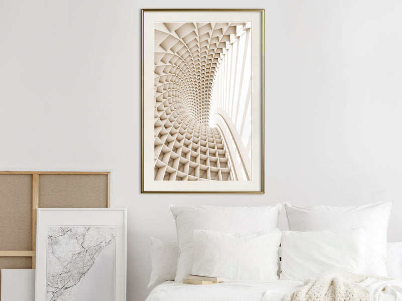 Poster - Curved Library  - goud passepartout