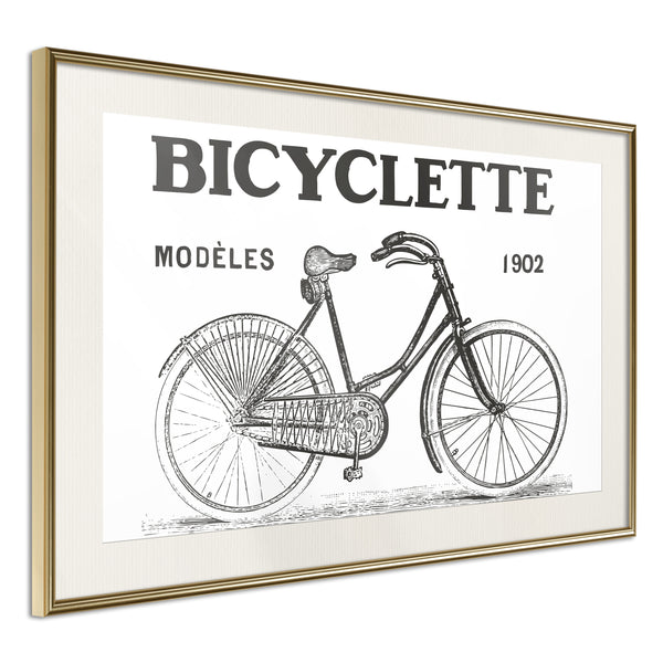 Poster - Bicyclette  - goud passepartout
