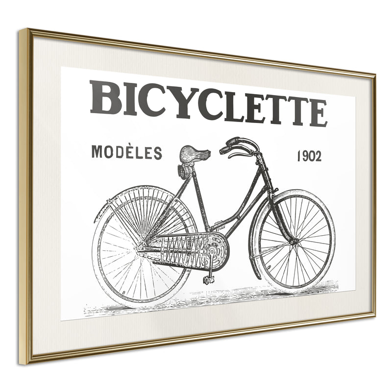 Poster - Bicyclette  - goud passepartout