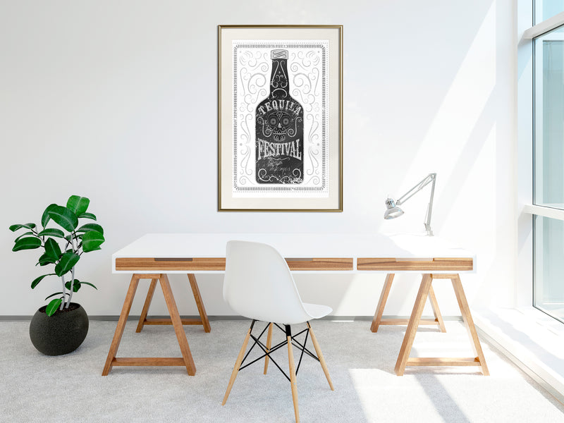 Poster - Bottle of Tequila  - goud passepartout