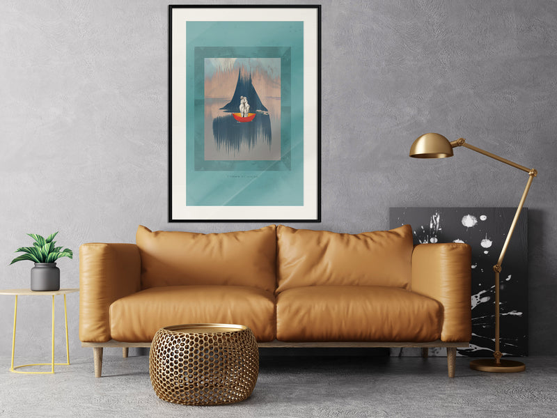 Poster - Cupid and Psyche  - zwart passepartout