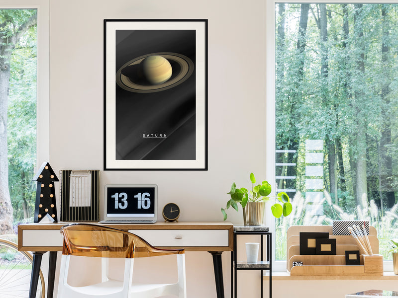 Poster - The Solar System: Saturn  - zwart passepartout
