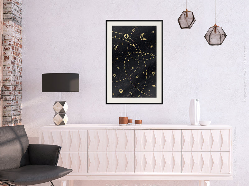 Poster - Orbits  - zwart passepartout