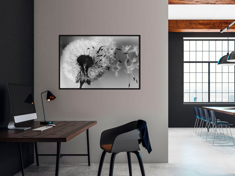Poster - Dandelion in the Wind  - zwart