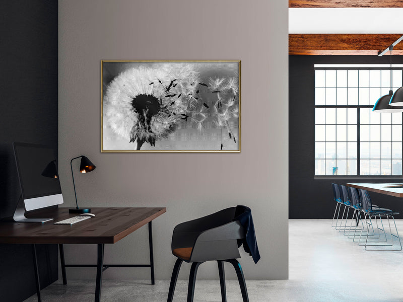 Poster - Dandelion in the Wind  - goud