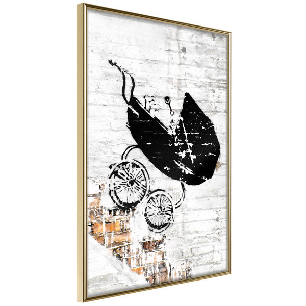 Poster - Banksy: Baby Stroller  - goud