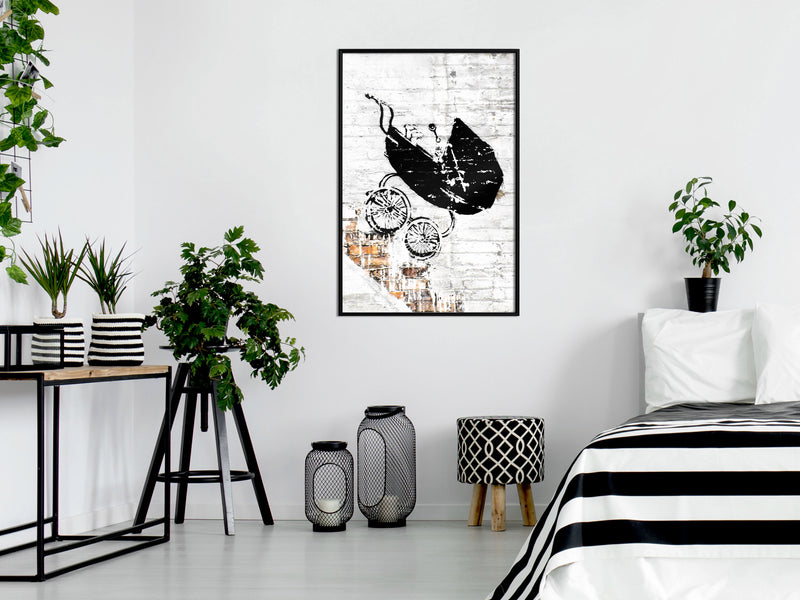 Poster - Banksy: Baby Stroller  - zwart