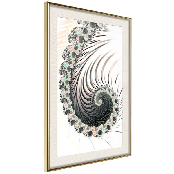 Poster - Fractal Spiral (Positive)  - goud passepartout
