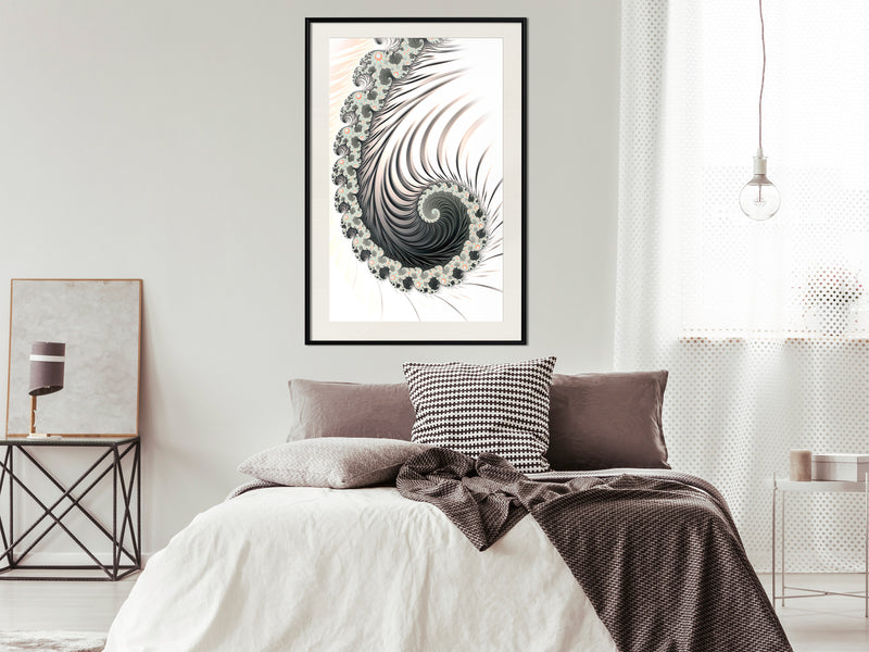 Poster - Fractal Spiral (Positive)  - zwart passepartout