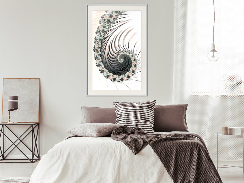 Poster - Fractal Spiral (Positive)  - wit passepartout