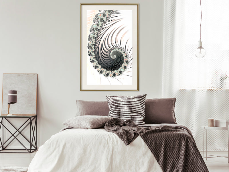 Poster - Fractal Spiral (Positive)  - goud passepartout