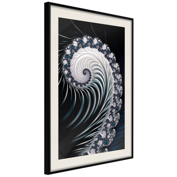 Poster - Fractal Spiral (Negative)  - zwart passepartout