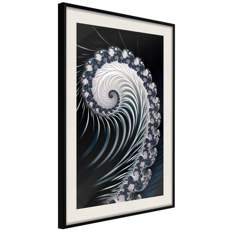 Poster - Fractal Spiral (Negative)  - zwart passepartout
