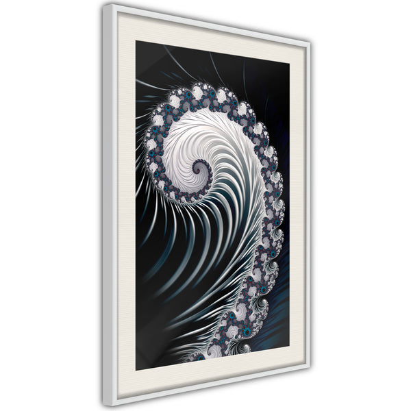 Poster - Fractal Spiral (Negative)  - wit passepartout