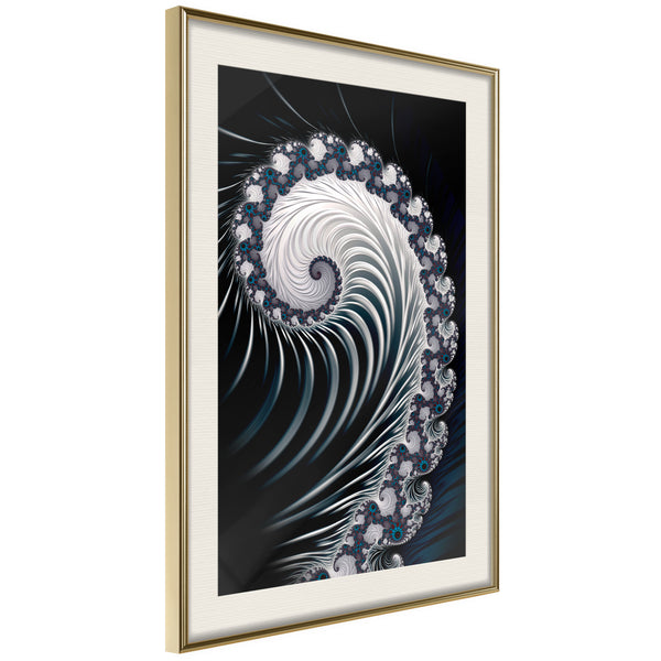 Poster - Fractal Spiral (Negative)  - goud passepartout