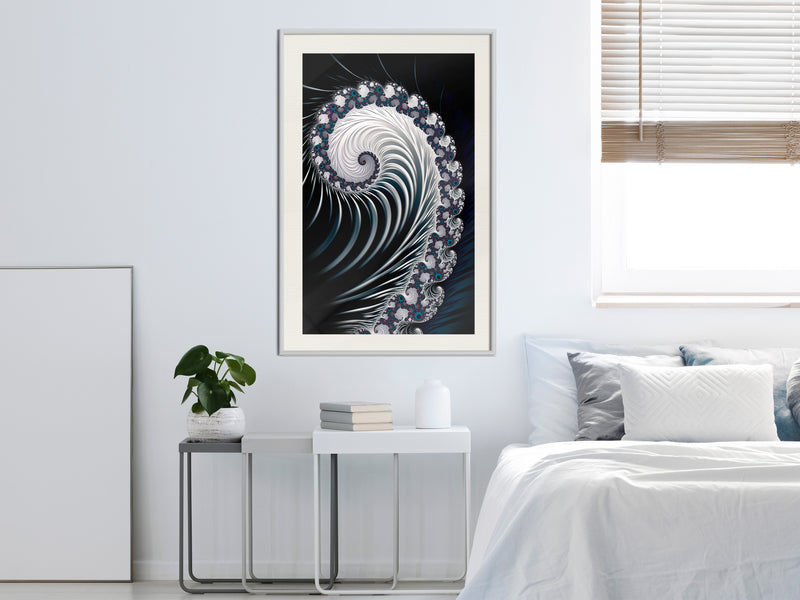 Poster - Fractal Spiral (Negative)  - wit passepartout