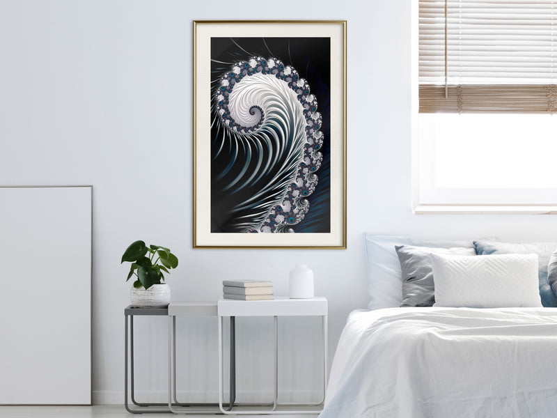 Poster - Fractal Spiral (Negative)  - goud passepartout