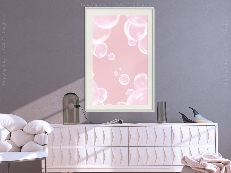 Poster - Bubble Pleasure  - wit passepartout